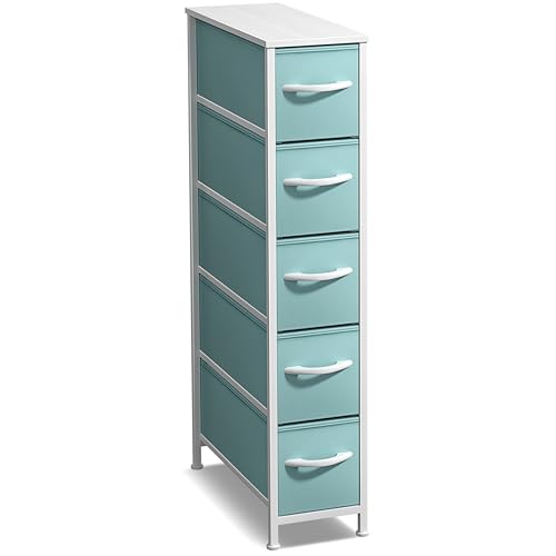 Sorbus Kids Dresser with 5 Drawers - Storage Unit Organizer Chest for Clothes - Bedroom, Kids Room, Nursery, & Closet - color: Pastel Aqua, style: 5 Drawer