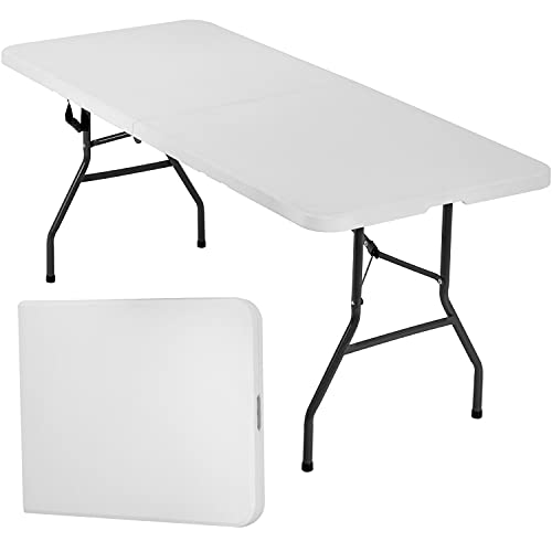FDW Folding Half Portable Foldable Table for Parties Backyard Events (White, 6 FT 70 * 29) (White, 6 FT) - color: White, size: 6 FT