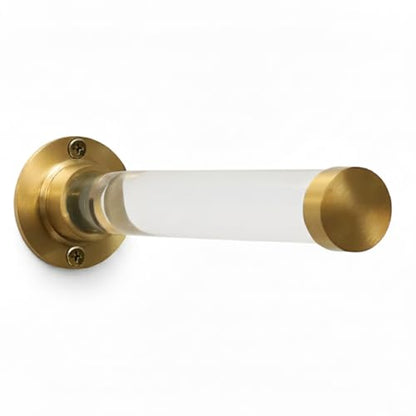 Brushed Brass & Lucite Projection Hook, Heavy-Duty, Rustproof Wall Mount Adhesive Hanging Hook for Bedroom, Bathroom & Kitchen, Multipurpose Accessory for Modern Homes, 18.3x5.5x5.5cm