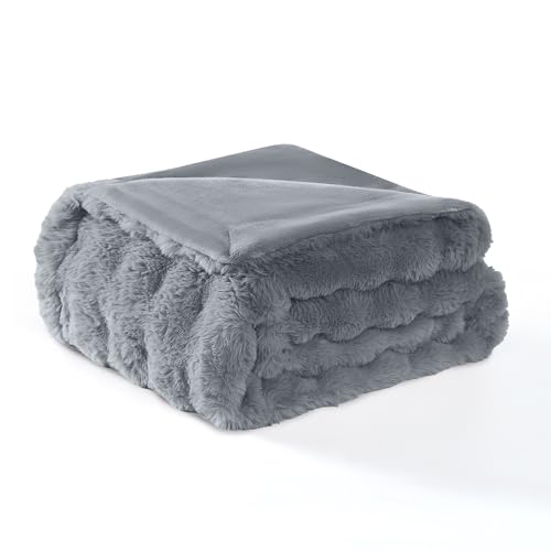Modern Threads Water-Resistant Faux Rabbit Fur Pet Blanket for Dogs & Cats – Ultra-Soft Couch, Bed & Crate Protector, 30x40 Dark Grey - color: Dark Grey, size: 30x40"