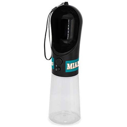 Pets First Dog Water Bottle. NFL Miami Dolphins PET Water Bottle. Best Cat Water Bottle. Water Fountain Dispenser for Dogs & Cats., Black, 13.5oz (DOL-3344) - color: Miami Dolphins