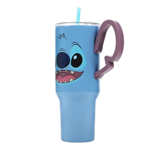 Disney's Stitch 40 Oz Stainless Steel Tumbler With Scultped Ears Handle - color: Disney’s Stitch Blue