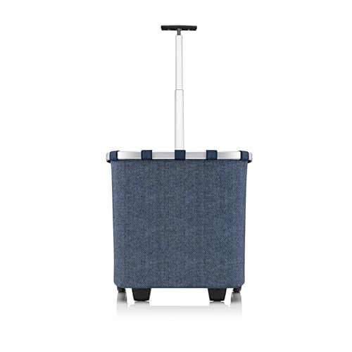 reisenthel carrycruiser Herringbone Dark Blue - Portable Shopping Trolley with Sturdy Aluminum Frame, Shoulder Strap and Removable mesh Inner Bag -Water-Repellent - color: Herringbone Dark Blue