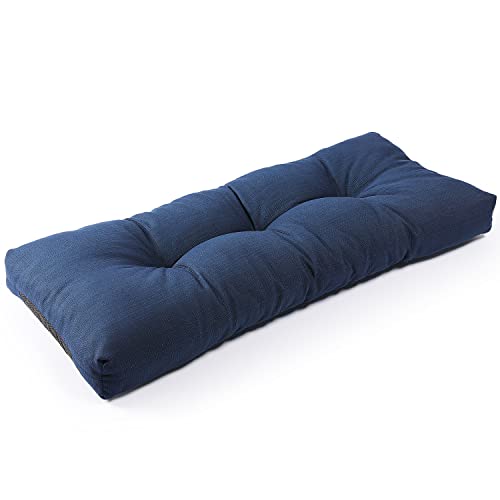 SUNROX LokGrip Non Slip Tufted Memory Foam Bench Cushion, FadeShield Water Resistant Durable Thicken Outdoor/Indoor Bench Seat Pads 42x16x4 inch, Navy - color: Navy, size: 42x16 Inch (Pack of 1)