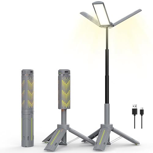 BUBRA 40" Telescopic Camping Lights with Stand, 8000mAh Rechargeable LED Work Light & Camp Lantern, 1000LM Portable Tripod Lamp, 20H Runtime for Power Outages, Survival Gear and Camping Essentials