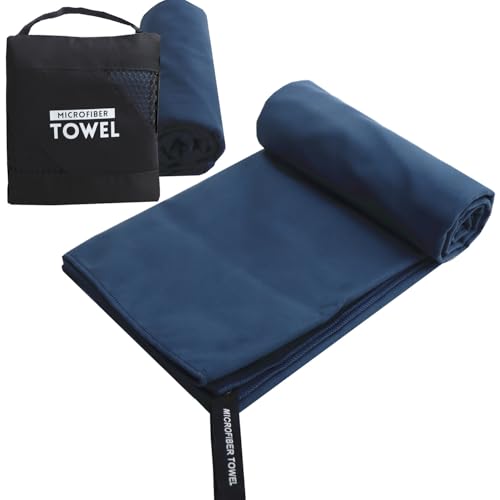 Quick Dry Towel Microfiber (16" x 32") Camping Towels Fast Drying Lightweight, Super Absorbent Travel Towel, Compact Gym Towel for Sports, Gym, Beach, Travel, Fitness, Pool, Backpacking (Navy Blue) - color: Navy Blue, size: 16" x 32"