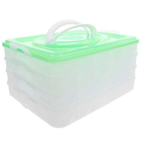Zerodeko Dumpling Storage Box 4-Layer Stackable Food Container with Handle Portable Organizer for Kitchen and Freezer Each Tray Holds 18 Dumplings Bpa-Free Fresh-Keeping