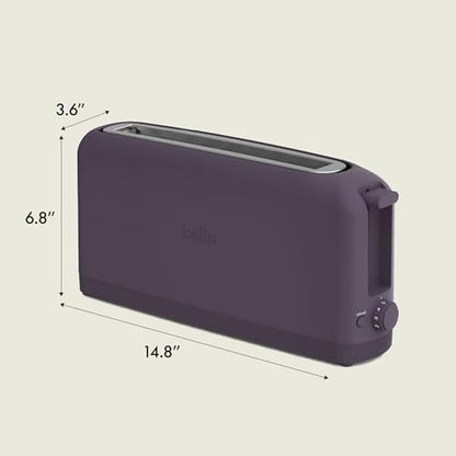 bella 2 Slice Slim Toaster, Fits-anywhere™ Kitchenware, 6 Setting Shade Control with Reheat & Cancel Buttons, Fits sourdough, 10” Long Slot, Anti Jam & Auto Shutoff, 900 Watt, Plum - color: Plum, size: 2 Slice
