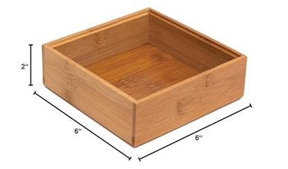 Lipper International 8183S Bamboo Wood Stacking Drawer Organizer Box, 6" x 6" - size: 6" x 6"