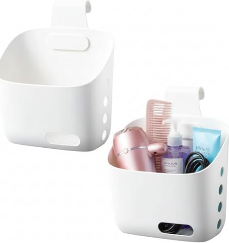 LeleCAT Plastic Hanging Basket Kitchen Storage organizer, Basket with Detachable hook, Hang it behind a door or on a railing, Over the Cabinet Door (White, Large-2 Pack) - color: White, size: Large-2 Pack