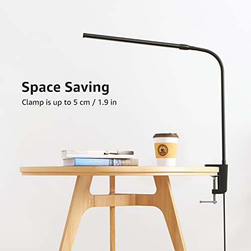 Lepro Clip on Desk Lamp LED Reading light Dimmable USB Small Clamp Lamp with 3 Color Modes 10 Brightness, Adjustable Flexible Gooseneck Table Light for Bed Headboard, Nail, Home Office,Computer(Black) - color: Black