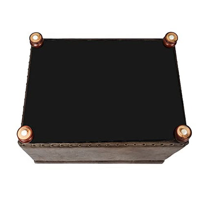 Leather Ottoman with Storage,24’’Foot Rest Ottomans with Hinged Lid Rectangle Upholstered Foot Stools Nailhead Trim for Living Room Bedroom,Brown - color: Brown