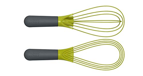 Joseph Joseph Twist Whisk 2-In-1 Collapsible Balloon and Flat Whisk Silicone Coated Steel Wire, Gray/Green (Pack of 2) - color: Gray/Green (Pack of 2)