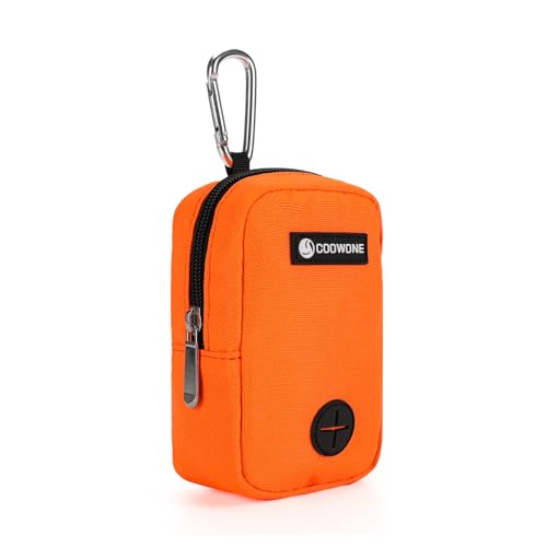 Small Dog Treat Bag, Portable Dog Treat Bag for Leash with Clip, Puppy Training Bags Built in Poop Bag Dispenser, Pocket Sized Dog Treats Pouch, Doggie Snack Rewards Bag, Dog Treat Carrier - color: Orange