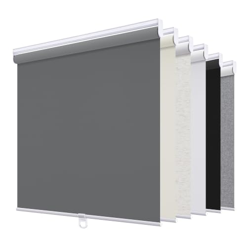 Sunoff Blackout Roller Shades Blinds Cordless for Windows Pull Down Room Darkening Door Blinds with Thermal Insulated Easy to Install for Living Room,Bedroom,Home,Office Grey 15" W x 64" H - color: Grey, size: 15"W x 64"H