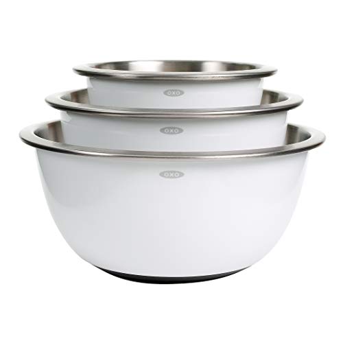 OXO Good Grips 3-Piece Stainless-Steel Mixing Bowl Set - color: White