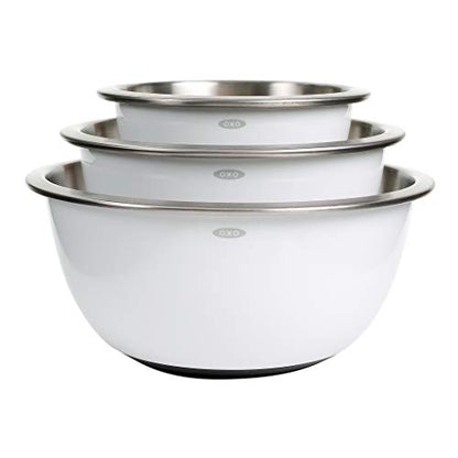 OXO Good Grips 3-Piece Stainless-Steel Mixing Bowl Set - color: White