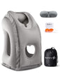 Sunany Travel Pillow, Inflatable Neck Pillow Used for Airplanes/Cars/Buses/Trains/Office Napping with Eye Mask/Earplugs (Gray) - color: Grey