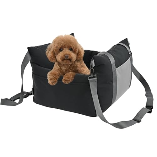 Amazon Basics Dog Car Seat, Pet Booster for Small-Medium Dogs with Leash & Washable Cover, Black - color: BLACK