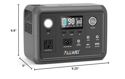 ALLWEI Portable Power Station 300W (Peak 600W) Upgraded, 256Wh LiFePO4 Battery Bank Solar-Generator with 6 Output Ports, Backup Power Supply for Camping Travel Blackout Home Use (Solar Panel Optional)