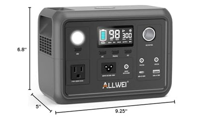 ALLWEI Portable Power Station 300W (Peak 600W) Upgraded, 256Wh LiFePO4 Battery Bank Solar-Generator with 6 Output Ports, Backup Power Supply for Camping Travel Blackout Home Use (Solar Panel Optional)
