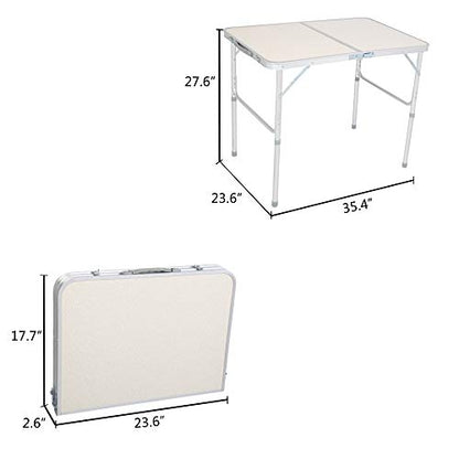 3/4/6 Foot Plastic Folding Table,Adjustable Foldable Table with Carrying Handle,Outdoor Picnic Party Table for Camping,Wedding,Kitchen,Beach,Straight Legs - White (White, 3ft) - size: 3ft