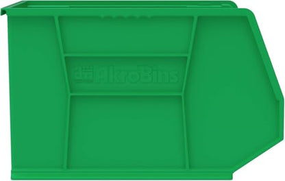 Akro-Mils 30270 AkroBins Plastic Storage Bins, Space-Saving Stackable Bins for Garage, Pantry, Craft Organization, 18" x 16" x 11", Green, 3-Pack - color: Green