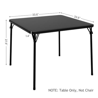GarveeHome 33.6 in Folding Card Table, Portable Square Folding Table with PU Leather Soft Cushion, Foldable Table Suitable for Dining Room, Living Room, Office, Camping - color: Black