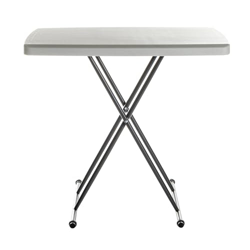Iceberg Small Camping Personal Folding Table, Heavy Duty Utility Table, Adjustable Height, Platinum, 19.5” L x 30” W x 28" H - color: Platinum