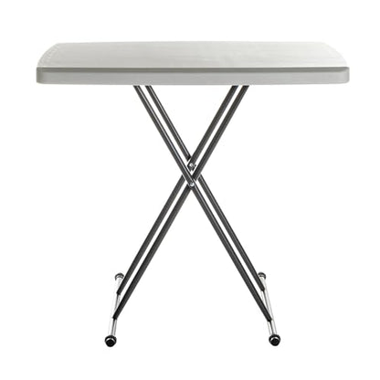 Iceberg Small Camping Personal Folding Table, Heavy Duty Utility Table, Adjustable Height, Platinum, 19.5” L x 30” W x 28" H - color: Platinum