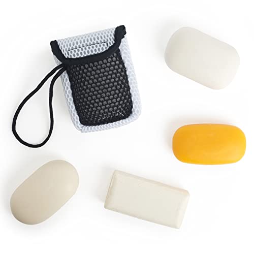 MainBasics Exfoliating Bar Soap Pouch Dual-Sided Body Scrubber - Fits Standard Size Soap Bars, White - style: White