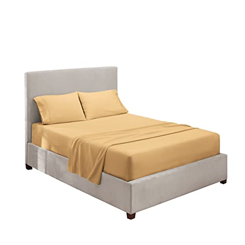 Hearth & Harbor Twin Size Sheets - 3 Piece Bed Sheet Set, Hotel Luxury Double Brushed Bed Sheets - Extra Soft Bedding Sheets & Pillowcases, Twin, Camel Gold - color: Camel Gold, size: Twin