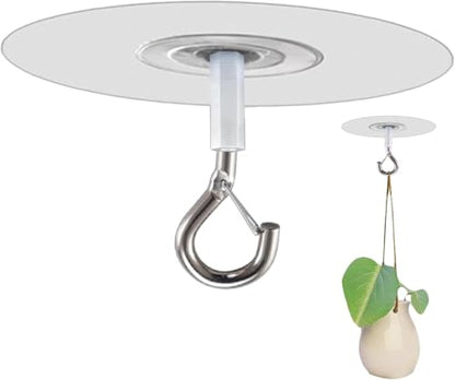 JJLFresheners Adhesive Ceiling Hooks with Safety Clasp, Stick-On Wall Hooks for Plants, Wind Chimes, Home Storage and Bathroom Decor