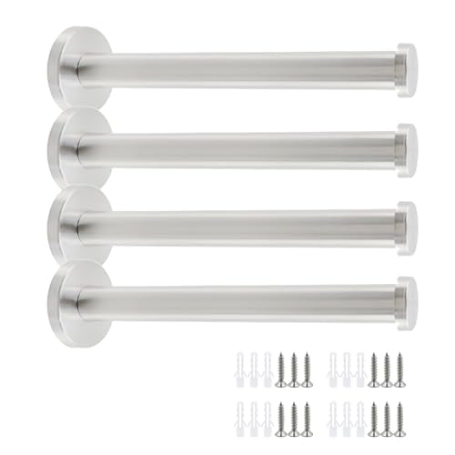 Wall Hooks Heavy Duty Coat Hooks Stainless Steel Clothes Hanger for Hanging Bathroom Towels Handbag Silver 6-inch Length with 16mm Shank Dia - Pack of 4 - color: Silver, size: 6" Length 16mm Shank