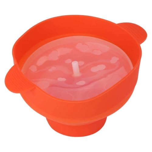 Microwave Popcorn Popper with Handle Lid Collapsible Silicone Popcorn Maker Bowl Use in Microwave or Oven(Red)