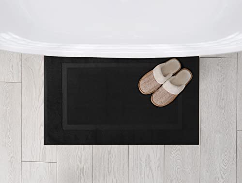 Utopia Towels Cotton Banded Rug, Bath Mats, Not a Bathroom Rug, 21 by 34 Inches, 100% Ring Spun Cotton, Highly Absorbent Shower Bathroom Floor Mat, Black, 2 Pack - color: Black
