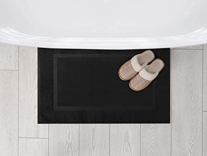 Utopia Towels Cotton Banded Rug, Bath Mats, Not a Bathroom Rug, 21 by 34 Inches, 100% Ring Spun Cotton, Highly Absorbent Shower Bathroom Floor Mat, Black, 2 Pack - color: Black