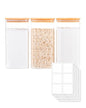 GIRAFFYCO Glass Food Storage Jars with Airtight Lids – Wide Mouth Pantry Containers, Thick BPA-Free Glass, Moisture & Insect Resistant, Customizable Labels Included – 50 oz (Set of 3) - size: Set of 3 - 50 oz
