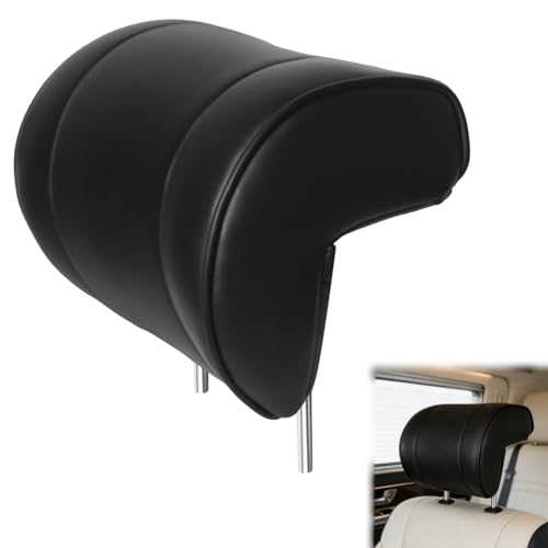 Luxury Memory Foam Head Rest Insert 150mm Hole Distance, Scratch-Resistant Black Faux Leather Pillow with Posts for Custom Van RV Modification, Secure Aesthetic Mount