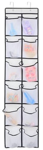 GOMAJI 12 Large Pockets Over Door Hanging Shoe Organizer, White - color: White