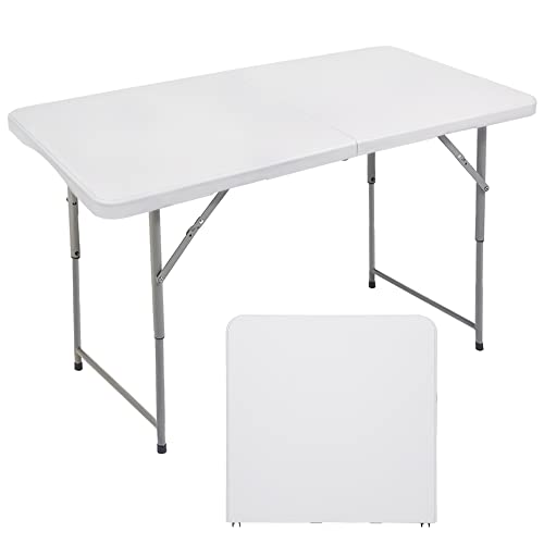FORUP Folding Utility Table, 4ft Fold-in-Half Portable Plastic Picnic Party Dining Camp Table - size: 4 ft