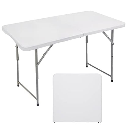 FORUP Folding Utility Table, 4ft Fold-in-Half Portable Plastic Picnic Party Dining Camp Table - size: 4 ft