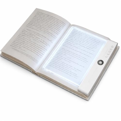 Flat Book Light for Reading in Bed - Full Page LED Booklight, Rechargeable with 3 Color Modes & 1-99 Min Timer, 35H Battery, USB-C, Dimmable Eye-Care Reading Light, Gift for Book Lovers