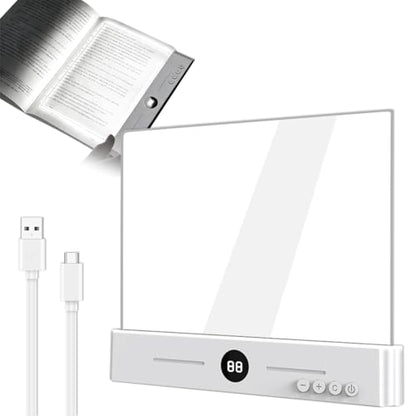 Flat Book Light,2026 Upgrade, Book Light Treasure Box, Reading in Bed at Night with 3 Colors & Timer, Dimmable Panel Plate Book Lamp Full Page Light, Bookish Gifts for Book Lovers(White) - color: White