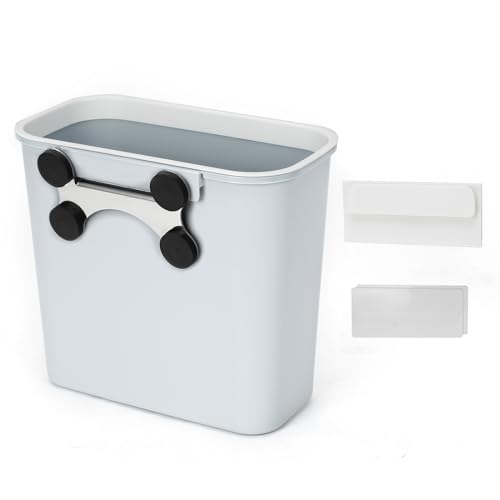 Skyflame Magnetic Hanging Trash Can, 2.1 Gallon Plastic Garbage Container, Multi-Function Grill Hanging BBQ Utensils Organizer Holder, Use for Kitchen/Bedroom/Bathroom/Camping/Grills - color: Gray