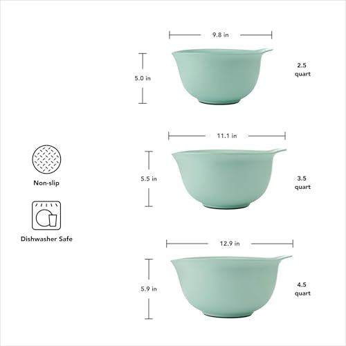 KitchenAid Universal Nesting Plastic Mixing Bowls, Set of 3, Spearmint - color: Spearmint, size: Set of 3