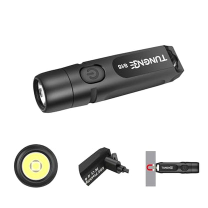S15 Keychain Flashlight- Super Bright 650 High Lumens,USB C Rechargeable EDC Pocket Flashlight,Mini Flashlight with Magnetic Suitable for Hiking, Outdoors (Magnet Black) - color: Black-Magnetic
