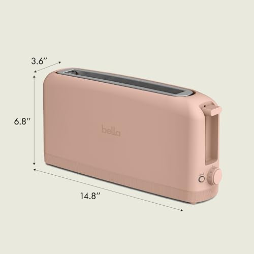bella 2 Slice Slim Toaster, Fits-anywhere™ Kitchenware, 6 Setting Shade Control with Reheat & Cancel Buttons, Fits sourdough, 10” Long Slot, Anti Jam & Auto Shutoff, 900 Watt, Blossom - color: Blossom, size: 2 Slice