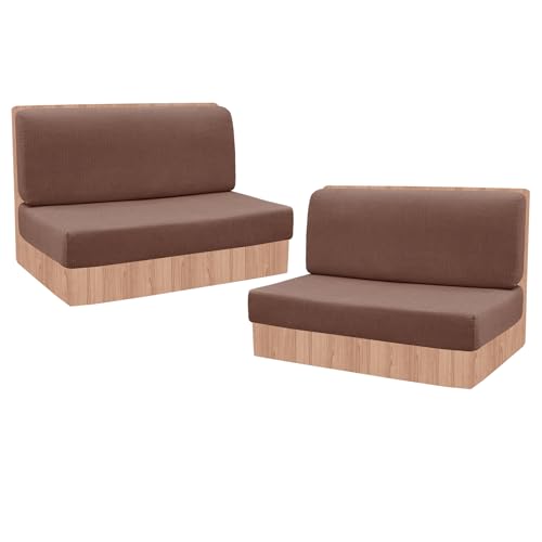 FUANGUI RV Dinette Cushion Covers Stretch Camper Cushion Cover Booth Seats Replacement RV Cushion Covers Washable Sofa Furniture Protector (Light Brown, 2 Bench Cover & 2 Backrest Cover) - color: Light Brown