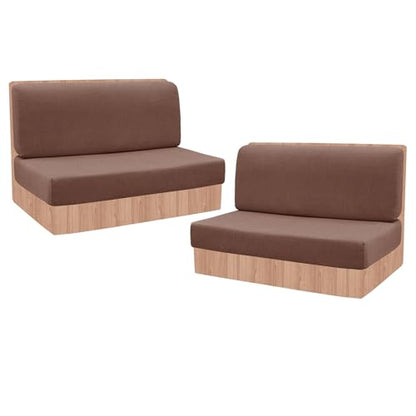 FUANGUI RV Dinette Cushion Covers Stretch Camper Cushion Cover Booth Seats Replacement RV Cushion Covers Washable Sofa Furniture Protector (Light Brown, 2 Bench Cover & 2 Backrest Cover) - color: Light Brown